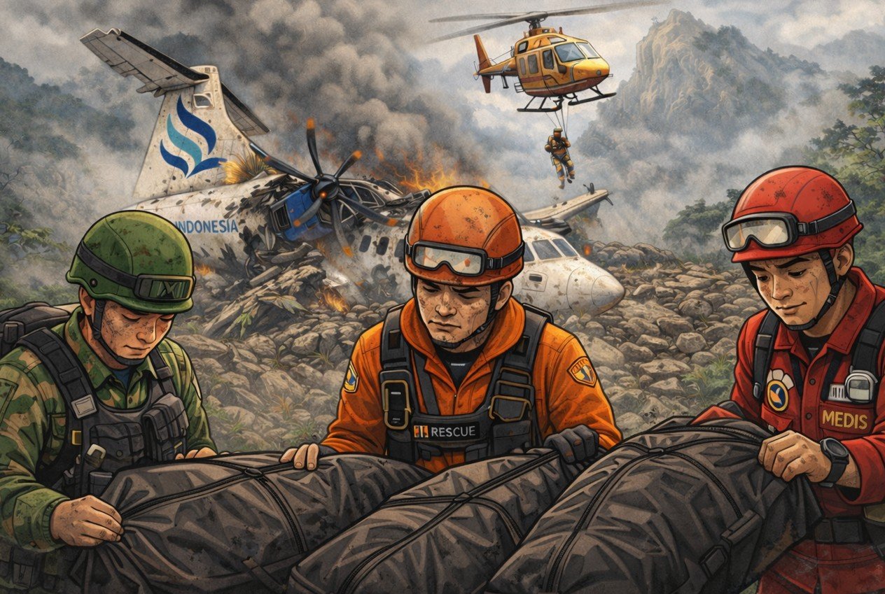 Seluruh Korban Pesawat ATR 42-500 di Gunung Bulusaraung Ditemukan/Hibata.id