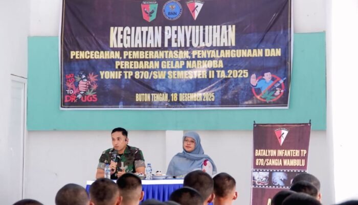 Yonif TP 870/Sangia Wambulu Perkuat Pencegahan Narkoba Lewat Penyuluhan P4GN