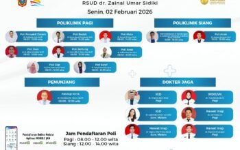 Jadwal Dokter Spesialis RSUD Zainal Umar Sidiki Senin 2 Februari 2026