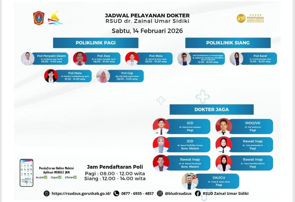 RSUD Zainal Umar Sidiki Siaga Akhir Pekan 14 Februari 2026, Layanan Spesialis dan IGD Beroperasi Penuh/Hibata.id