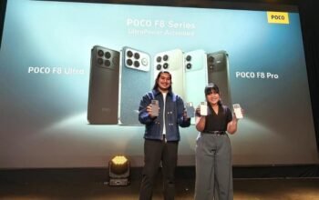 Product Marketing Manager POCO Indonesia, Satriyo Sidhi Rahmat dan PR Manager POCO Indonesia, Novita krisutaami. (Foto:Liputan6.com)/Hibata.id