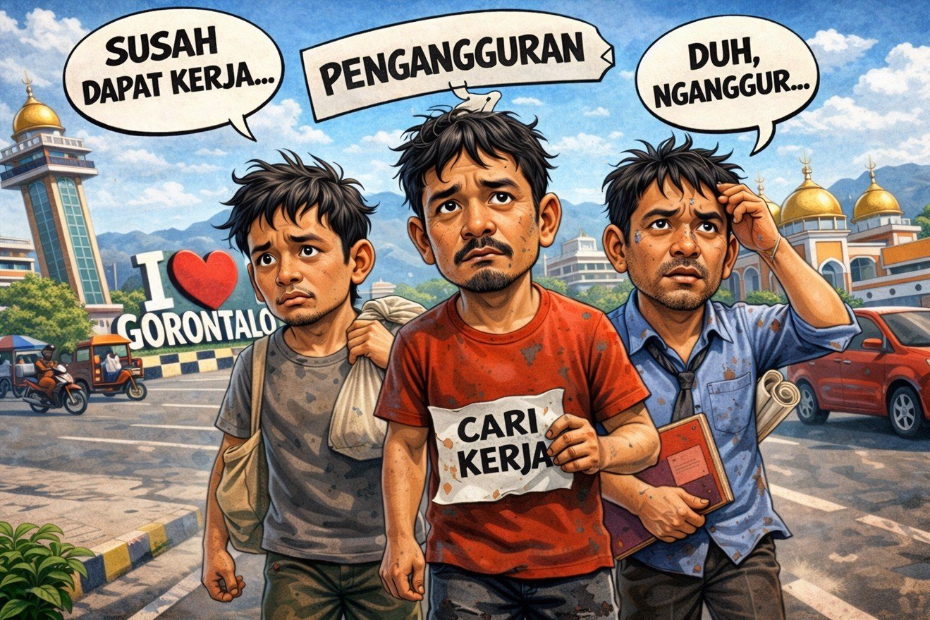 BPS Gorontalo mencatat kemiskinan menurun menjelang satu tahun kepemimpinan Gusnar Ismail. Namun tingkat pengangguran terbuka naik menjadi 3,12 persen dan jumlah penduduk bekerja turun 18.293 orang/Hibata.id