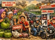 Ilustrasi - kelangkaan gas elpiji subsidi 3 kilogram dan sulitnya mendapatkan bahan bakar minyak (BBM)/Hibata.id