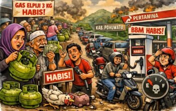 Ilustrasi - kelangkaan gas elpiji subsidi 3 kilogram dan sulitnya mendapatkan bahan bakar minyak (BBM)/Hibata.id