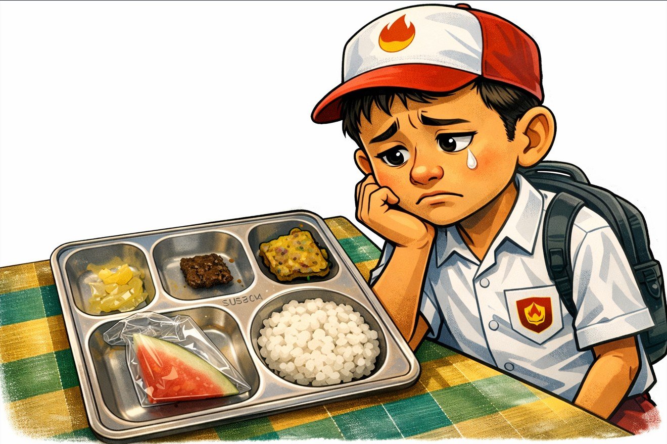 Ilustrasi MBG yang tidak sesuai harapan/Hibata.id