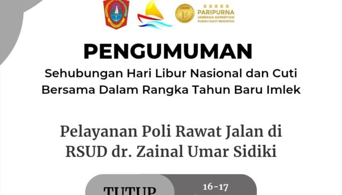 Cuti Bersama Imlek 2026, Ini Jadwal Penyesuaian Layanan RSUD Gorontalo Utara