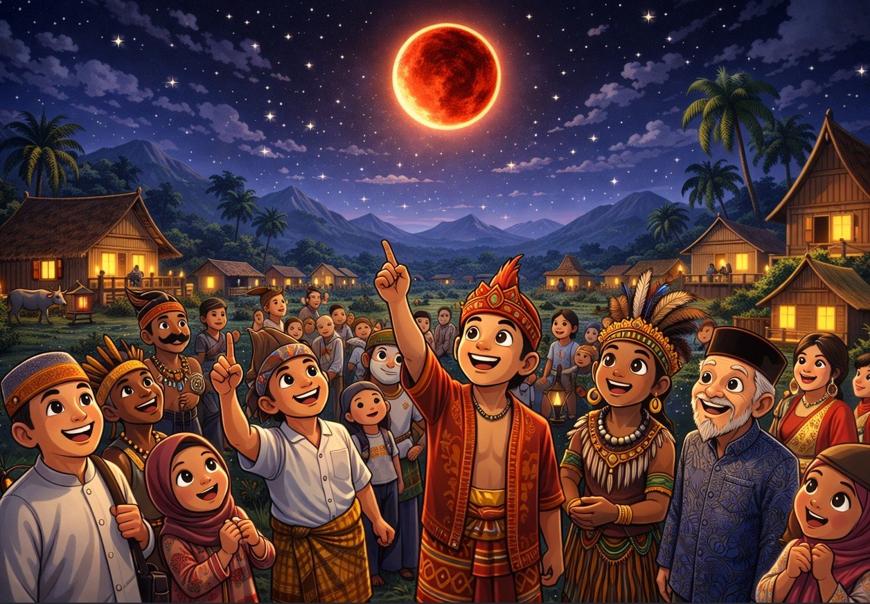 Gerhana Bulan Total 3 Maret 2026 dapat diamati di Indonesia dengan durasi totalitas hampir 60 menit/Hibata.id