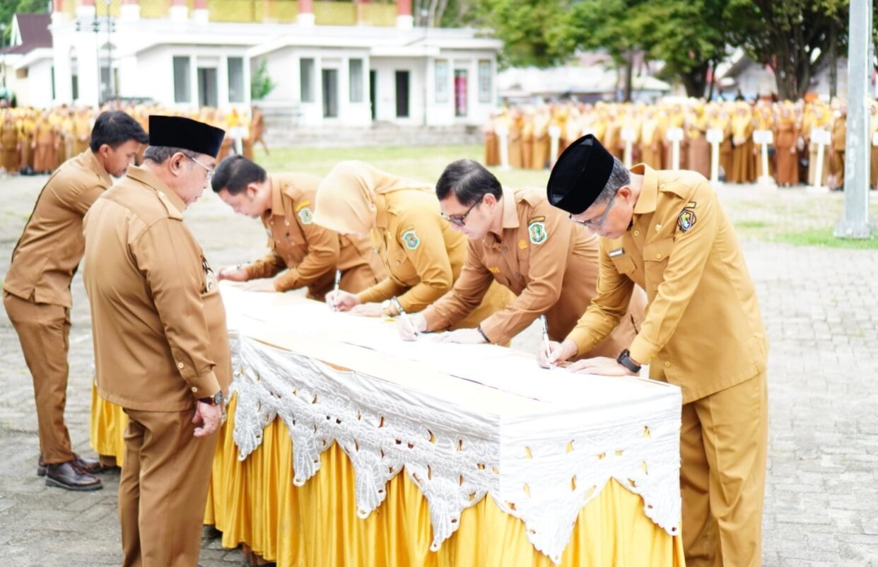 Kondisi apel kerja menyambut Ramadan di Lapangan Taruna Remaja, Senin, 9 Februari 2026. (Foto: Humas Pemkot Gorontalo)