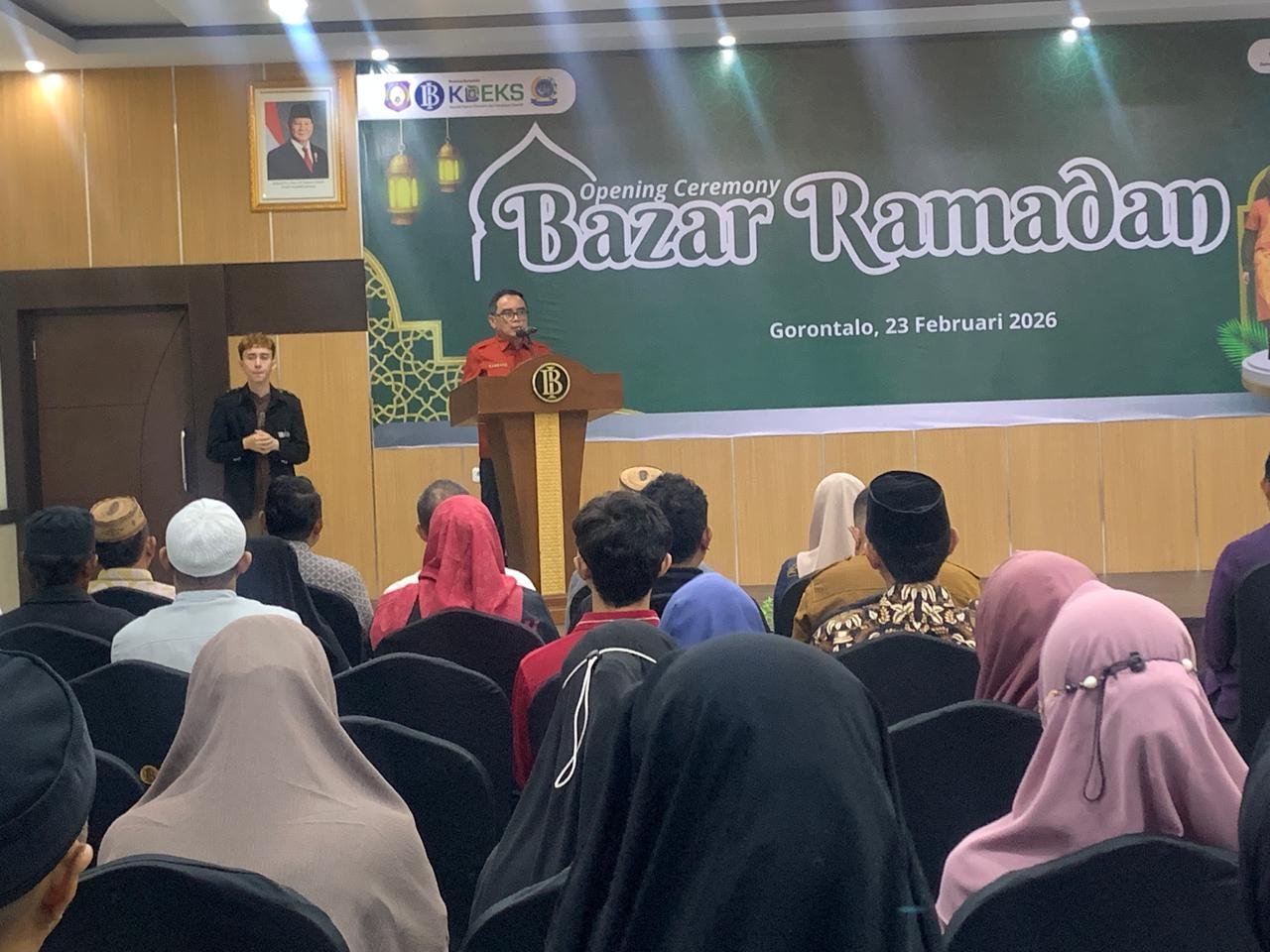 Kepala Perwakilan BI Gorontalo, Bambang Setya Permana saat meberikan sambutan pada Opening Ceremony Bazar Ramadan 2026/Hibata.id