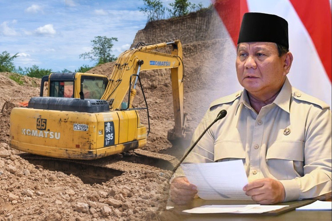 Kolase Foto - Tambang Ilegal di Gorontalo dan Presiden Prabowo/Hibata.id