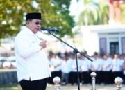 Wali Kota Gorontalo Adhan Dambea saat memberikan arahan pada apel kerja pasca Idulfitri, Rabu (25/3/2026). (Foto: Humas Pemkot Gorontalo)