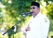 Wali Kota Adhan Dambea saat memimpin apel kerja pasca Idulfitri 1447 Hijriah dan cuti nasional di lingkungan Pemerintah Kota Gorontalo, Rabu (25/3/2026). (Foto: Humas Pemkot Gorontalo)