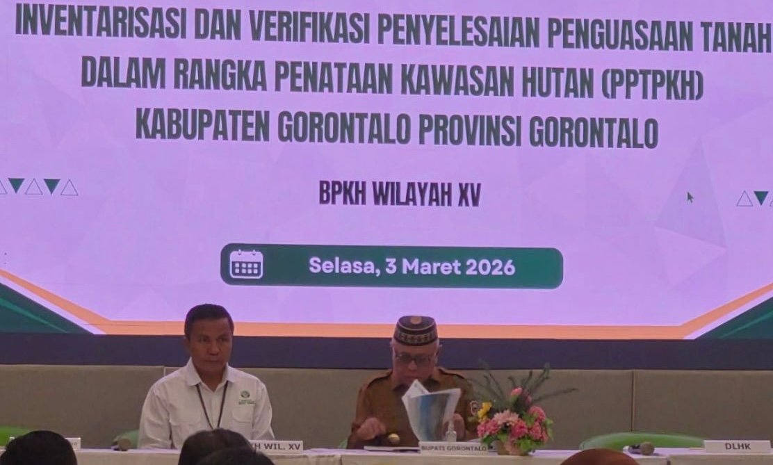 Sosialisasi bersama Balai Pemantapan Kawasan Hutan Wilayah XV dan sejumlah organisasi perangkat daerah di Hotel Yulia, Kota Gorontalo, Selasa, 3 Maret 2026. (Foto: Istw)