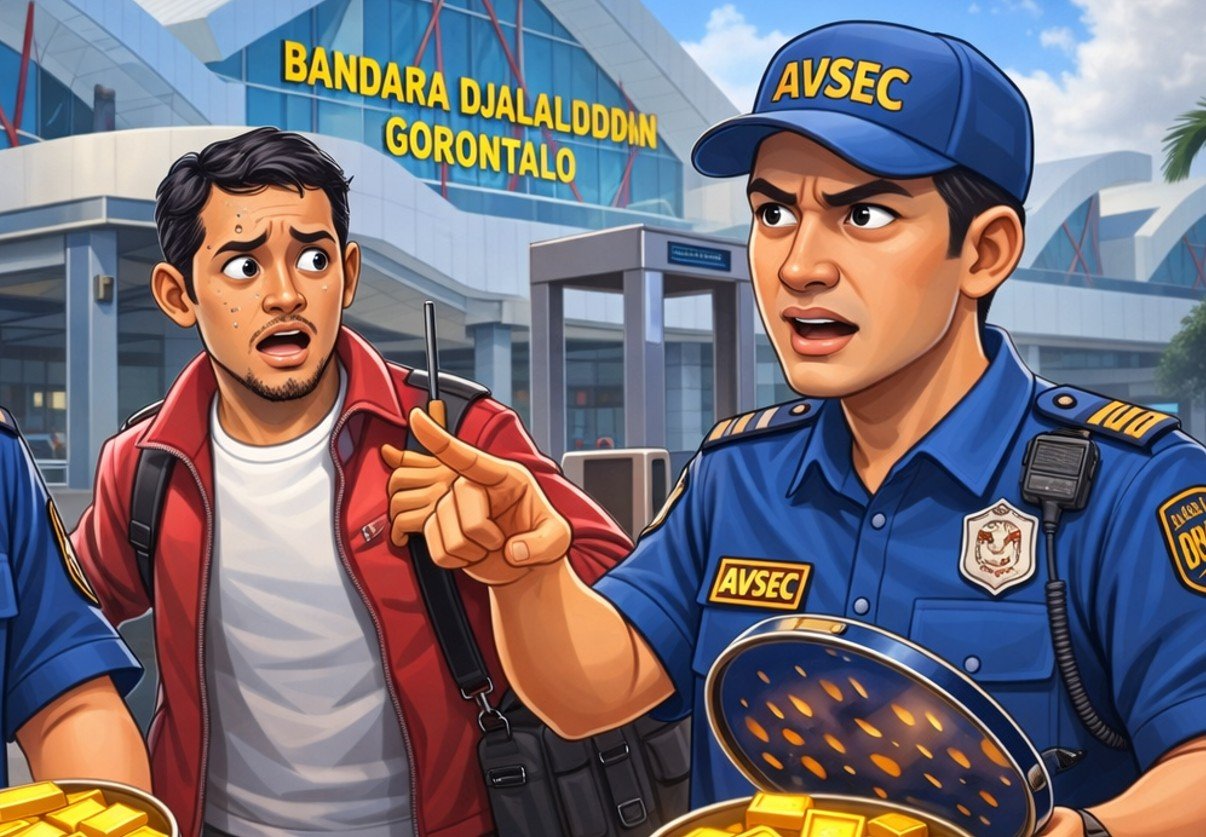 Kaleng Biskuit Berisi Emas Batangan, Modus Licin Digagalkan Petugas Bandara Gorontalo/Hibata.id