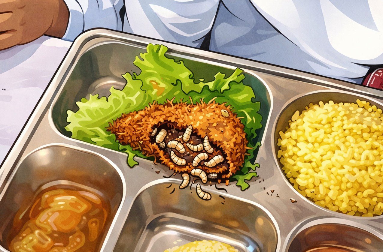 Ilustrasi - Menu MBG Bonepantai Bonus Ulat/Hibata.id