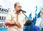 Wali Kota Gorontalo, Adhan Dambea saat memberikan sambutan di acara silaturahmi dengan warga Kelurahan Leato Selatan, Kecamatan Dumbo Raya, Jumat, 11 April 2026. (Foto: Humas Pemkot Gorontalo)