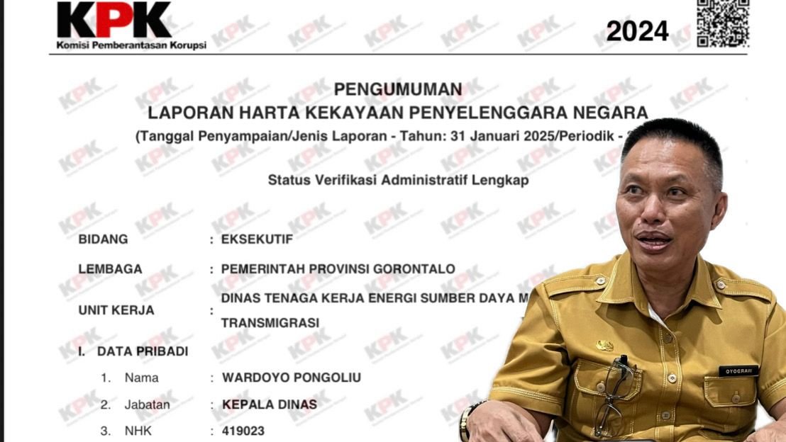 Kolase Foto - Harta kekayaan Kepala Dinas Tenaga Kerja, ESDM, dan Transmigrasi Provinsi Gorontalo, Wardoyo Pongoliu/Hibata.id