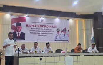 Bupati Bolmut Sirajudin Lasena memimpin rakor BSPS 2026 dengan alokasi 537 unit rumah/Hibata.id