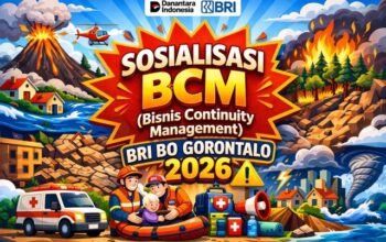 Bank Rakyat Indonesia (BRI) Branch Office Gorontalo menggelar sosialisasi sekaligus simulasi tanggap darurat bencana sebagai bagian dari program Business Continuity Management (BCM) 2026. (Foto: BRI).