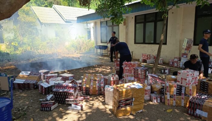Akhir Perjalanan Rokok Ilegal di Gorontalo: Dari Diam-Diam, Berakhir di Api