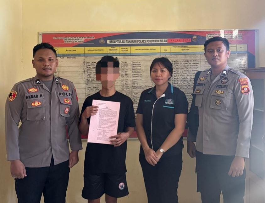 Kepolisian Resor Pohuwato resmi menetapkan seorang pria berinisial RM (25) sebagai tersangka pada 29 April 2026. (Foto: Dok. Polisi)
