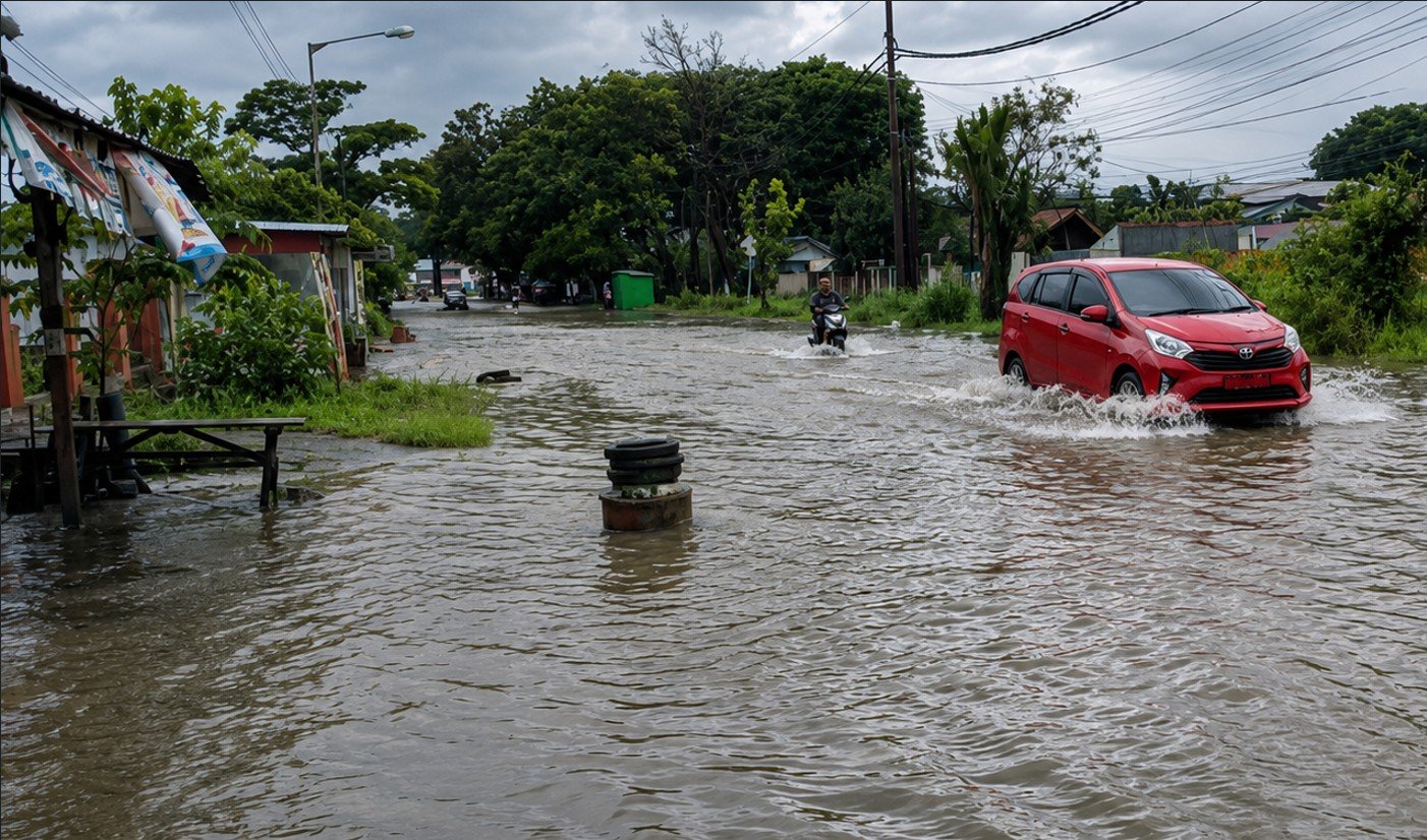 Tips Aman Melintasi Jalan Banjir di Gorontalo/Hibata.id