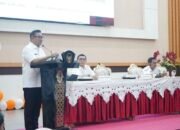 Wakil Wali Kota Gorontalo, Indra Gobel, saat memberikan sambutan di Sosialisasi Aplikasi e-SPPT dan Penyerahan DHKP PBB-P2, Rabu, 6 Mei 2026. (Foto: Humas Pemkot Gorontalo)
