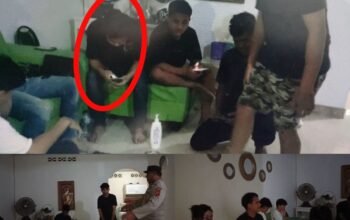 Tangkapan Layar - Potongan video saat aparat kepolisian melakukan penertiban di sebuah rumah di Kecamatan Kota Tengah, Kota Gorontalo, yang rekamannya kemudian beredar luas di media sosial/Hibata.id