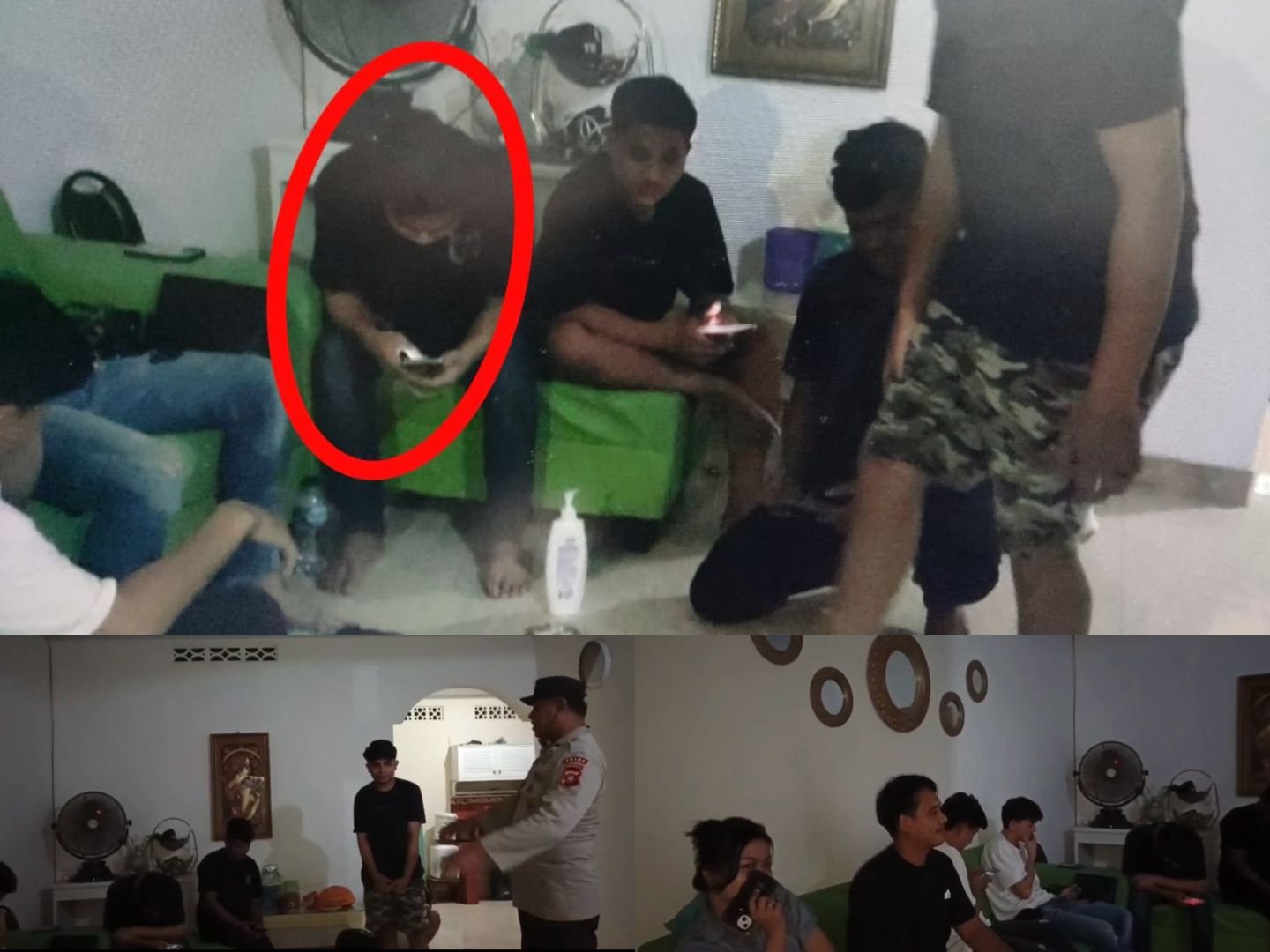 Tangkapan Layar - Potongan video saat aparat kepolisian melakukan penertiban di sebuah rumah di Kecamatan Kota Tengah, Kota Gorontalo, yang rekamannya kemudian beredar luas di media sosial/Hibata.id