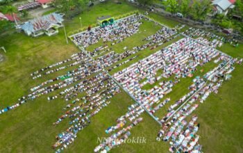 Ribuan warga Kecamatan Bintauna, Kabupaten Bolaang Mongondow Utara, memadati Lapangan Inomasa untuk menunaikan Shalat Idul Adha 1447 Hijriah/Hibata.id