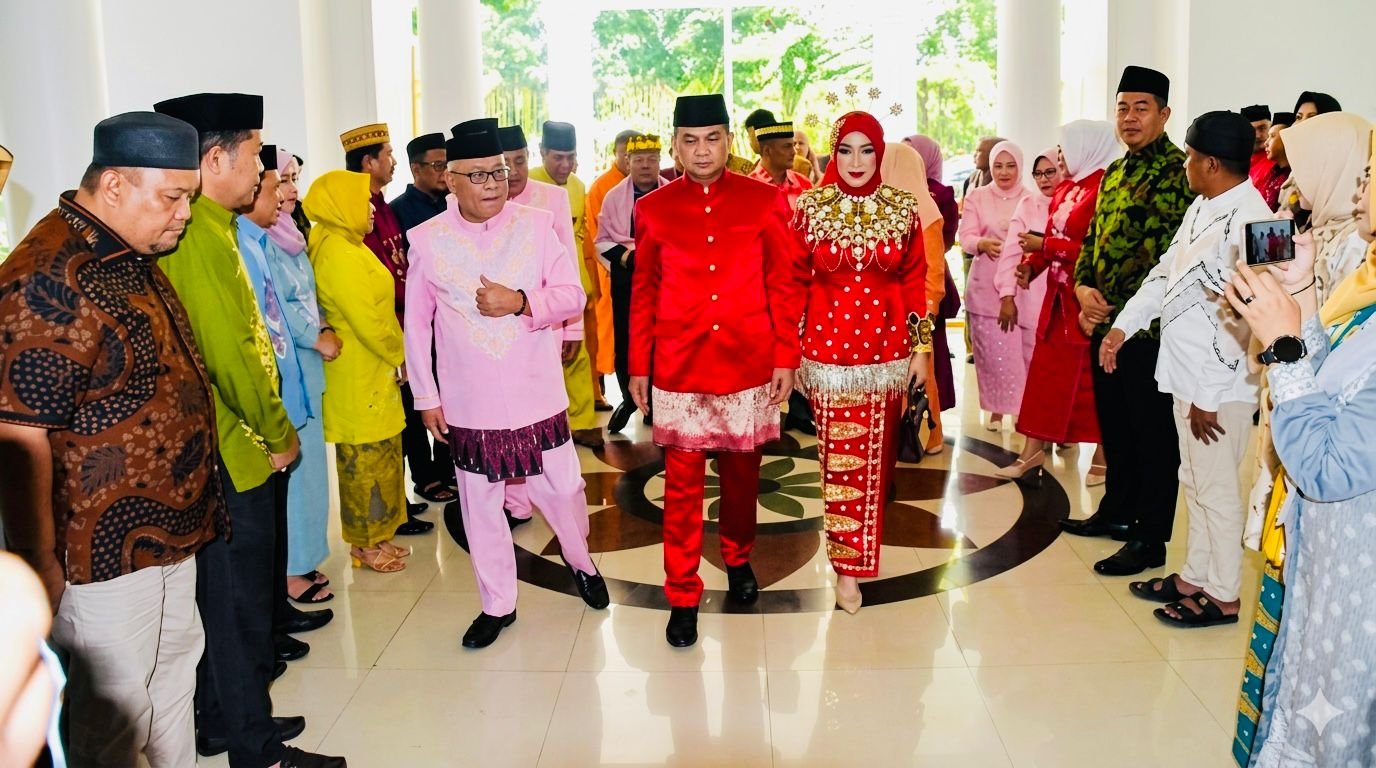 Bupati Gorontalo Sambut Wali Kota Jakarta Selatan Syafrin Liputo Lewat Prosesi Adat Mopotilolo/Hibata.id