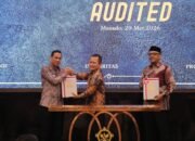 Pemerintah Kota Kotamobagu saat mendapatkan peringkat pertama se-Provinsi Sulawesi Utara dalam capaian Tindak Lanjut Hasil Pemeriksaan (TLHP) Badan Pemeriksa Keuangan (BPK). (Foto: Humas Pemkot Kotamobagu)