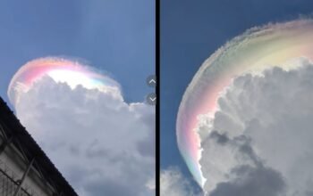Langit berwarna-warni yang muncul di sejumlah wilayah Bogor, Jawa Barat/Hibata.id