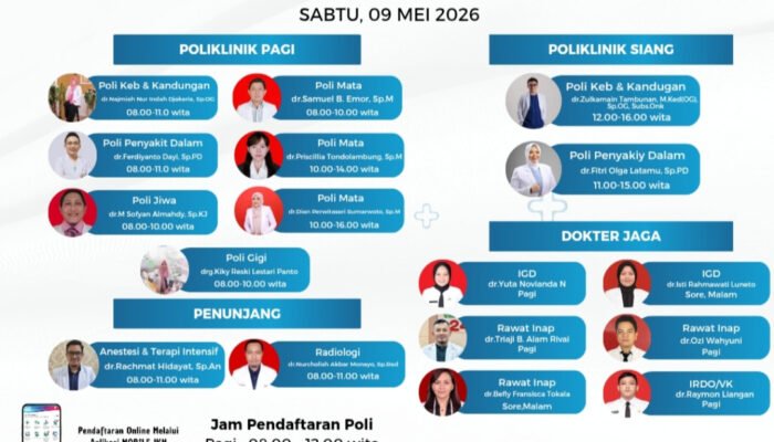 Jadwal Dokter RSUD ZUS Gorontalo Utara 9 Mei 2026 Dibuka Sejak Pagi
