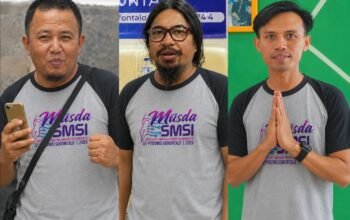 Musda II SMSI Gorontalo 2026 menghadirkan tiga kandidat ketua, yakni Irwanto Ahmad, Wahid Yunus, dan Herman Abdullah/Hibata.id