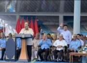 Presiden Prabowo Subianto mengadiri Puncak PENAS Petani dan Nelayan XVII di Sport Center Limboto, Kabupaten Gorontalo, Rabu (24/6/2026). (Liputan6.com/Lizsa Egaham)/Hibata.id