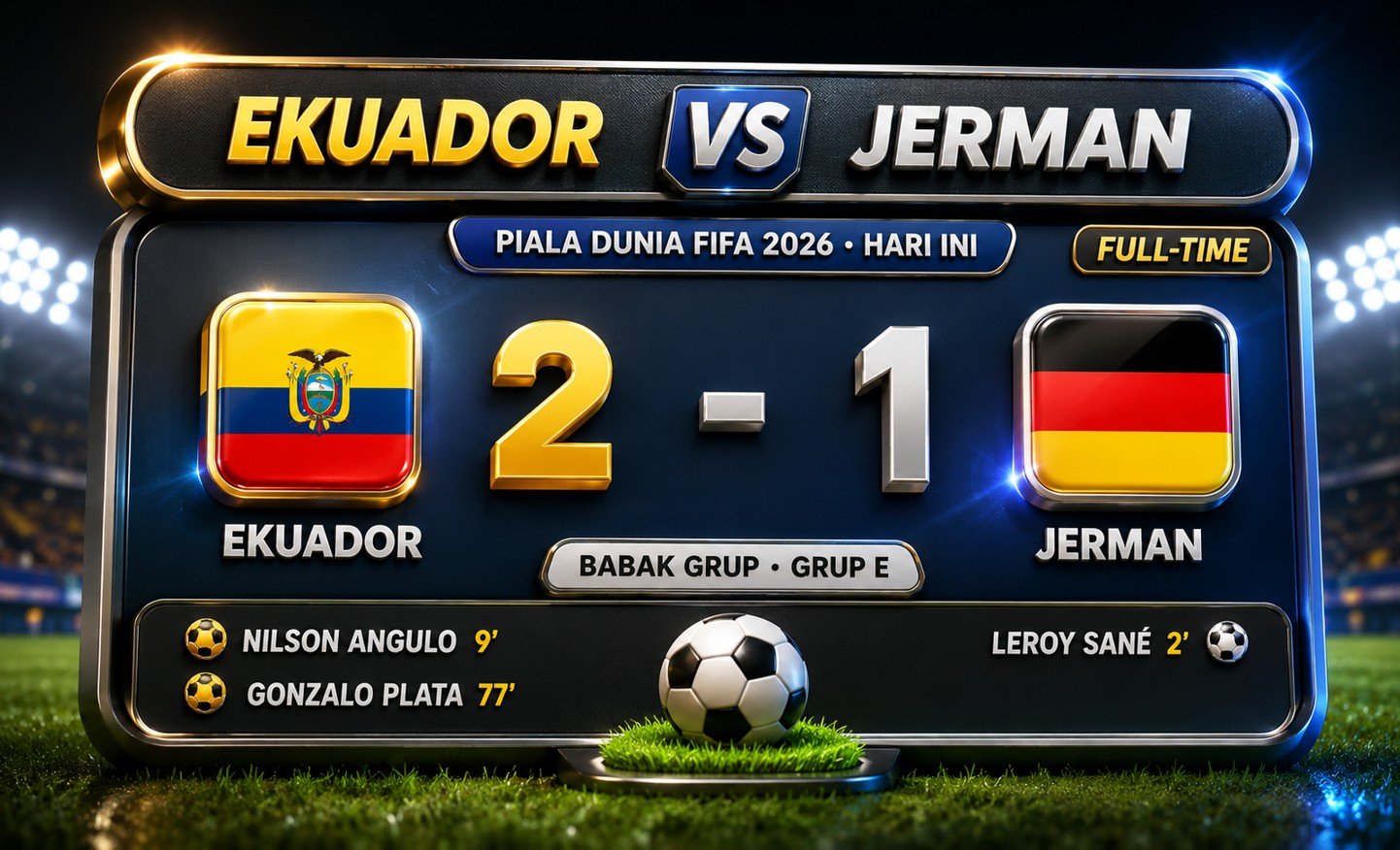 Ekuador Tumbangkan Jerman 2-1, Tiket 16 Besar Piala Dunia 2026 di Tangan/Hibata.id