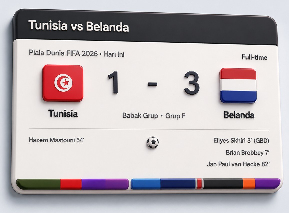 Belanda mengalahkan Tunisia 3-1 dalam laga terakhir penyisihan Grup F Piala Dunia 2026/Hibata.id