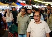 Wali Kota Adhan Dambea bersama Wakil Wali Kota Indra Gobel (AIR) saat menghadiri Street Food Jilid II yang digelar pada Sabtu malam, 6 Juni 2026. (Foto: Humas Pemkot Gorontalo)