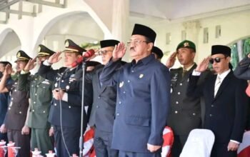 Bupati Boalemo Rum Pagau memimpin Upacara Hari Lahir Pancasila 2026 di Alun-Alun Tilamuta bersama Forkopimda, ASN, TNI dan Polri/Hibata.id