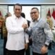 Bupati Bolaang Mongondow Utara, Sirajudin Lasena (kanan), usai berdialog dengan Menteri Pertanian Andi Amran Sulaiman di Jakarta, Selasa (9/6/2026). Pertemuan tersebut menghasilkan bantuan alat dan sarana pertanian bagi petani Bolmut/Hibata.id