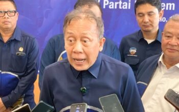 Wakil Ketua Umum Partai NasDem Saan Mustopa menyampaikan dukungan kepada Rahmat Gobel untuk kembali maju sebagai calon anggota DPR RI dari Dapil Gorontalo pada Pemilu 2029/Hibata.id