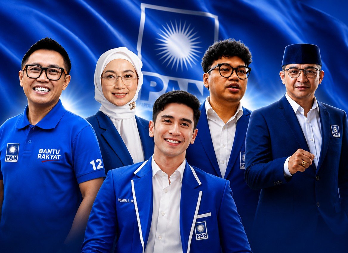 Pasha Ungu, Eko Patrio, Uya Kuya, Desy Ratnasari hingga Verrell Bramasta yang kesemuanya merupakan Politisi PAN/Hibata.id