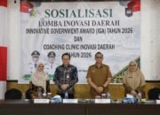 Sekretaris Daerah Kota Kotamobagu, Sofyan Mokoginta saat membuka osialisasi Lomba Inovasi Daerah Innovative Government Award (IGA) Tahun 2026 dan Coaching Clinic Inovasi Daerah Tahun 2026. (Foto: Humas)