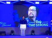 Ketua DPD Partai Demokrat Provinsi Gorontalo periode 2026–2029, Erwin Ismail (EI), menyampaikan sambutan usai ditetapkan dalam Musyawarah Daerah (Musda) V Partai Demokrat di Ballroom FOX Hotel Gorontalo, Minggu (5/7/2026)/Hibata.id
