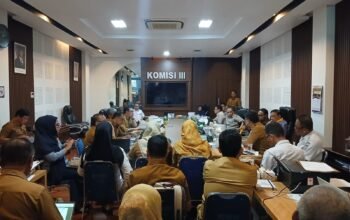Anggota Komisi III DPRD Provinsi Gorontalo, Syarifudin Bano, menyampaikan pandangan saat pembahasan KUA-PPAS APBD Tahun Anggaran 2027 bersama OPD di DPRD Provinsi Gorontalo, Senin (20/7/2026)/Hibata.id