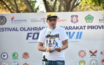 Wabup Boalemo Lahmudin Hambali menutup FORPROV II KORMI Gorontalo 2026 di Pantai Bolihutuo dan mengajak masyarakat memperkuat budaya olahraga/Hibata.id