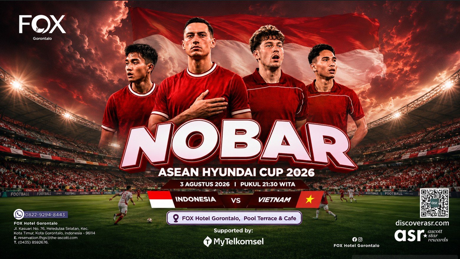 FOX Hotel Gorontalo kembali menghadirkan agenda nonton bareng (nobar) resmi ASEAN Hyundai Cup 2026/Hibata.id