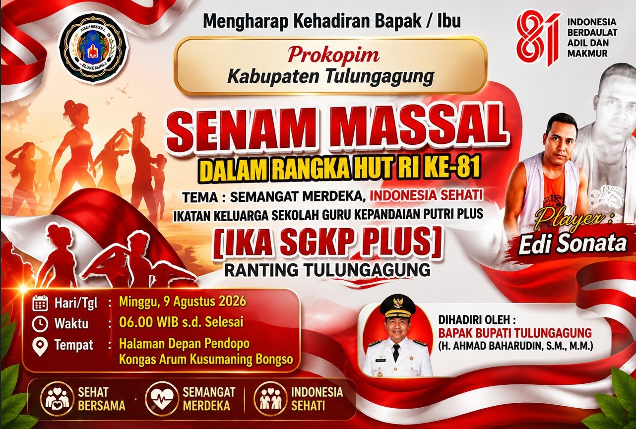 Pemkab Tulungagung menegaskan senam massal dengan kontribusi Rp5.000 bukan kegiatan resmi pemerintah. Pemkab hanya memberi izin penggunaan tempat/Hibata.id