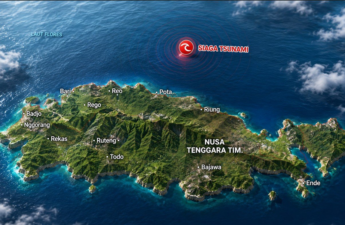 Gempa M7,7 Guncang Flores, Tsunami Mencapai 10 Pesisir/Hibata.id